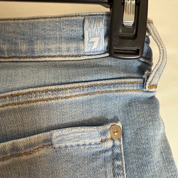 7 For All Mankind Blue Jean Mid Roll Shorts Frayed Hem SKU 0044 - Picture 4 of 12